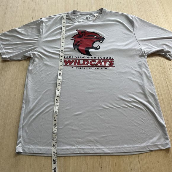 Lake View Wildcats High School Gray Red Black Short Sleeve Cationic Tee Large - Picture 5 of 6